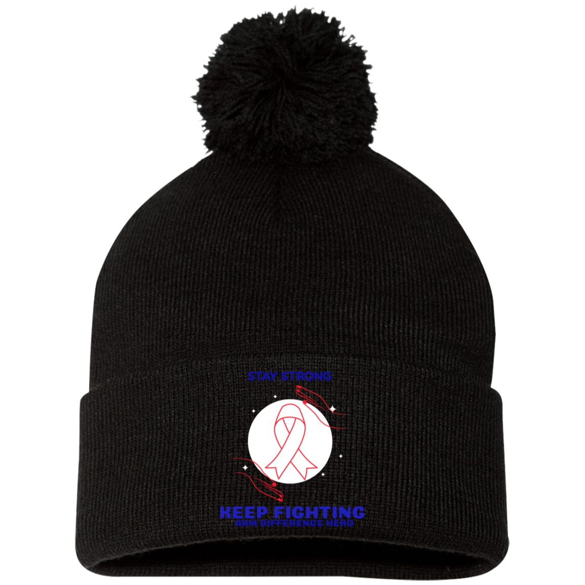 SP15 Embroidered Pom Pom Knit Cap